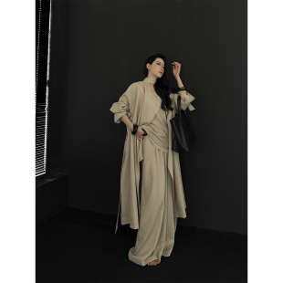 PAPERLLL辛间 松弛老钱 天丝亚麻风衣三件套高级感气质长款外套女