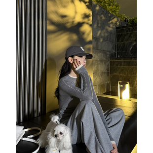 修身 脚本 撞色假两件圆领羊毛针织打底女上衣 风格 PAPERLLL辛间