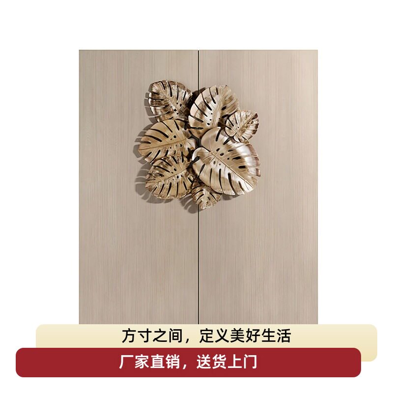 轻奢实木餐边柜高端艺术纯铜拉手现代奢华别墅设计师款靠墙储物柜