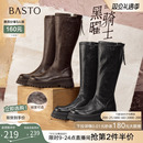 【黄梦莹同款】百思图黑曜骑士25冬商场新款加绒骑士靴女高筒长靴