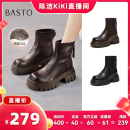 时装 百思图商场新款 k姐双11 靴潮流粗跟女短靴F6012DD5Z 加购