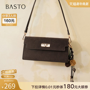 复古单肩斜挎包女JA204AX6 腋下小方包时尚 百思图2026春季 商场新款