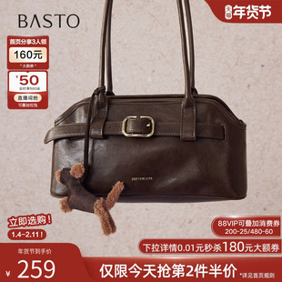 百思图25冬季商场新款腋下波士顿包实用生日礼物斜挎女包JA279DX5