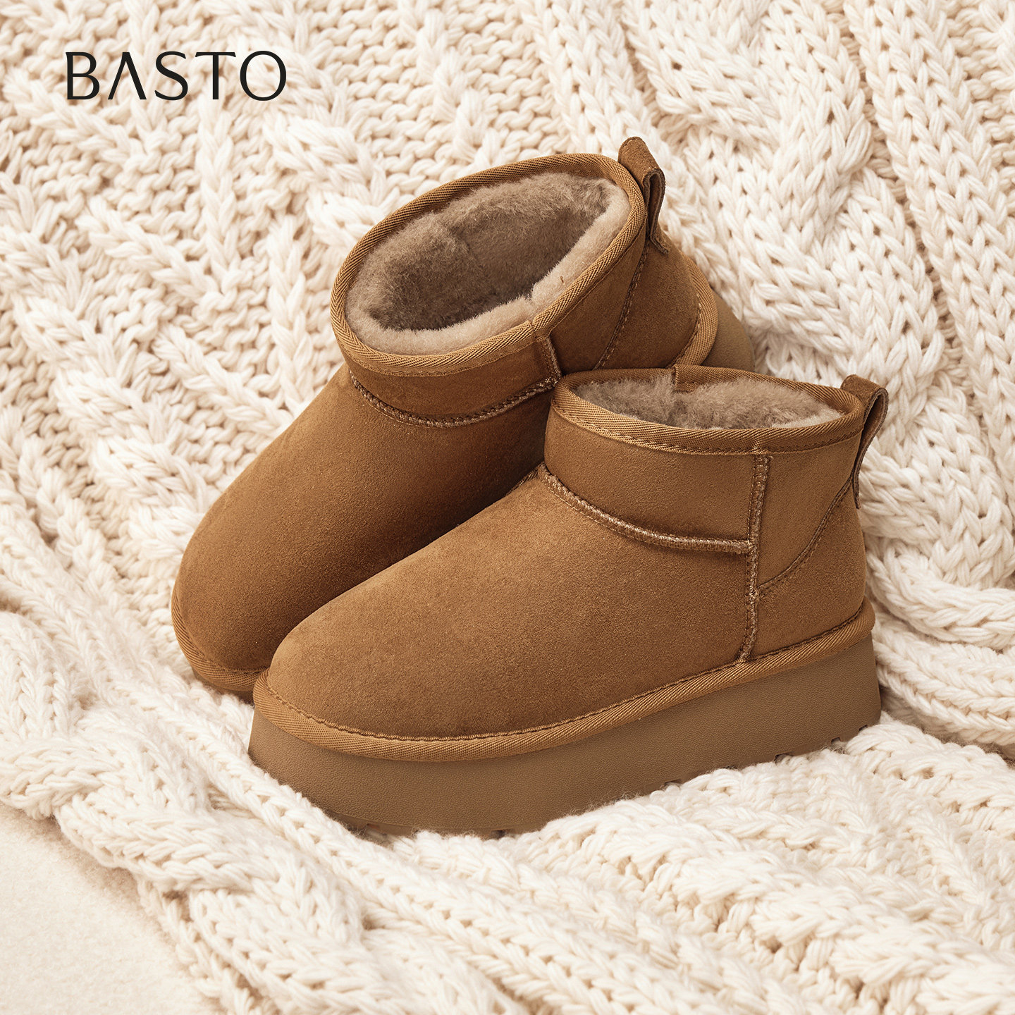 百思图2025冬季新款加绒厚底雪地靴棉鞋保暖毛毛女短靴L2081DD5,女鞋,时尚雪地靴,淘宝优惠券,粉丝福利购,淘宝优惠卷