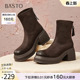 厚底增高粗跟女短靴马丁靴E5037DZ5 时尚 百思图冬季 商场新款