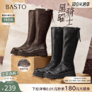 【黄梦莹同款】百思图黑曜骑士25冬商场新款加绒骑士靴女高筒长靴