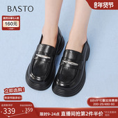 商场新款 英伦厚底乐福鞋 小皮鞋 百思图2026春季 女深口单鞋 W1031AA6