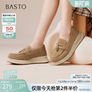 单鞋 百思图26春新款 女松糕鞋 厚底乐福鞋 B0515CA5 一脚蹬草编渔夫鞋