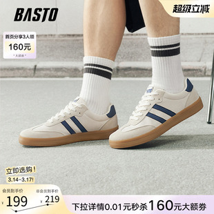 百思图2026春季新款时尚复古轻便德训鞋街头休闲运动男鞋25V18AM6