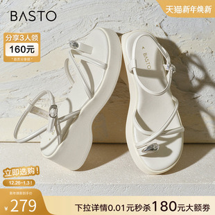 M2036BL4 休闲百搭松糕厚底增高女绑带凉鞋 百思图夏季 商场新款