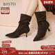 气质堆堆靴法式 百思图2025冬季 新款 小踝靴细跟尖头女短靴K5056DZ5