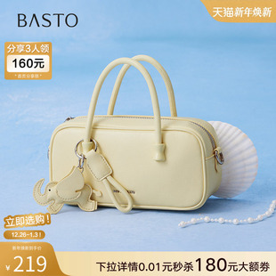 百思图25夏商场新款 保龄球包包单肩斜挎包女TY014BX5 波士顿包时尚