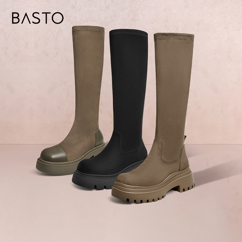 通勤百思图百搭弹力靴瘦瘦靴