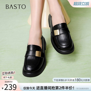 简约学院风乐福鞋 百思图春季 新款 商场同款 A3558AA5 粗跟女单鞋