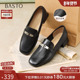 新款 乐福鞋 时尚 百思图2026春季 潮流通勤复古金属扣女单鞋 C7253AA6