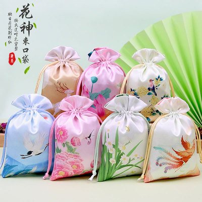 花神束口袋香包袋抽口空袋