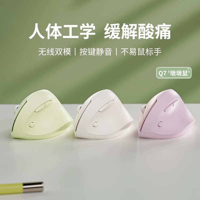 前行者Q7墩墩鼠无线蓝牙垂直鼠标静音双模小手专用笔记本办公电脑