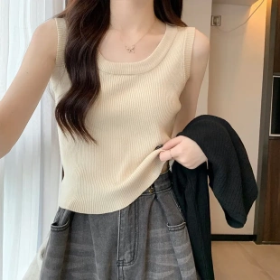内搭潮 无袖 外穿吊带工字背心女2024夏季 针织修身 内搭防走光打底衫