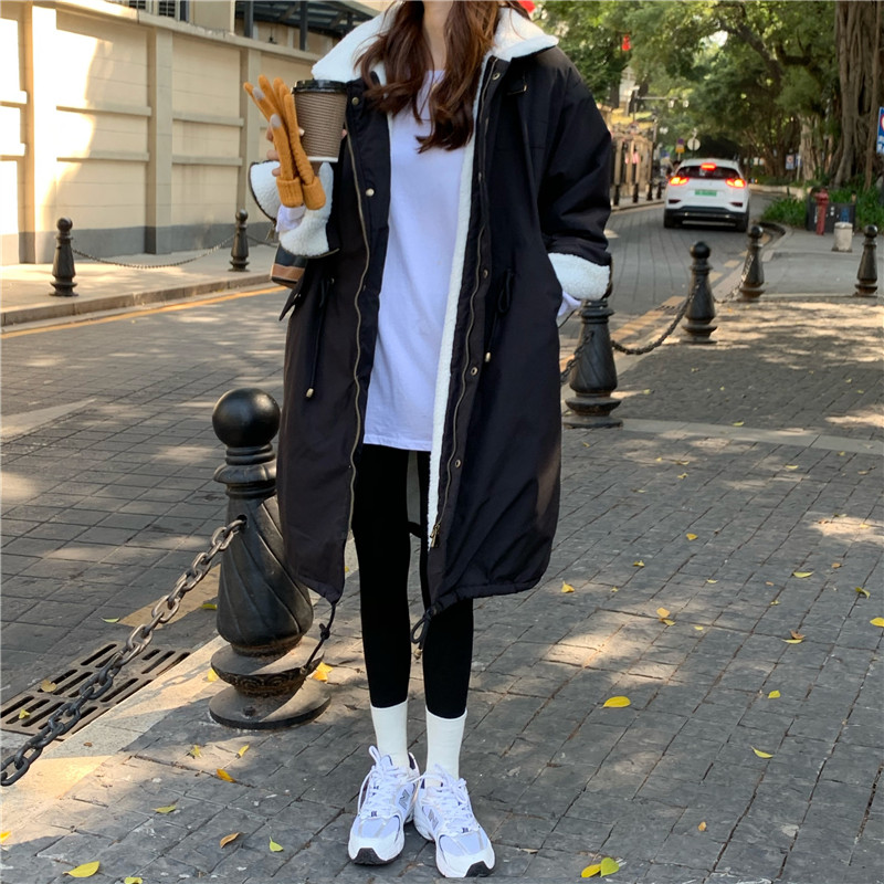 Real shot real price Korean loose casual thickened cashmere cotton padded coat