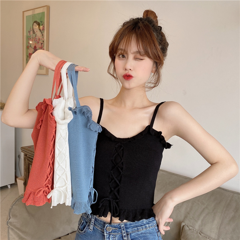 Real shot and real price Korean slim ear side suspender vest