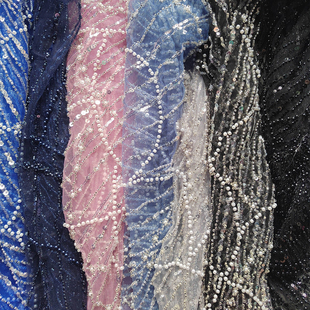 钉珠刺绣亮片网纱蕾丝布料布头刀口布称斤论斤diy手工辅料配件