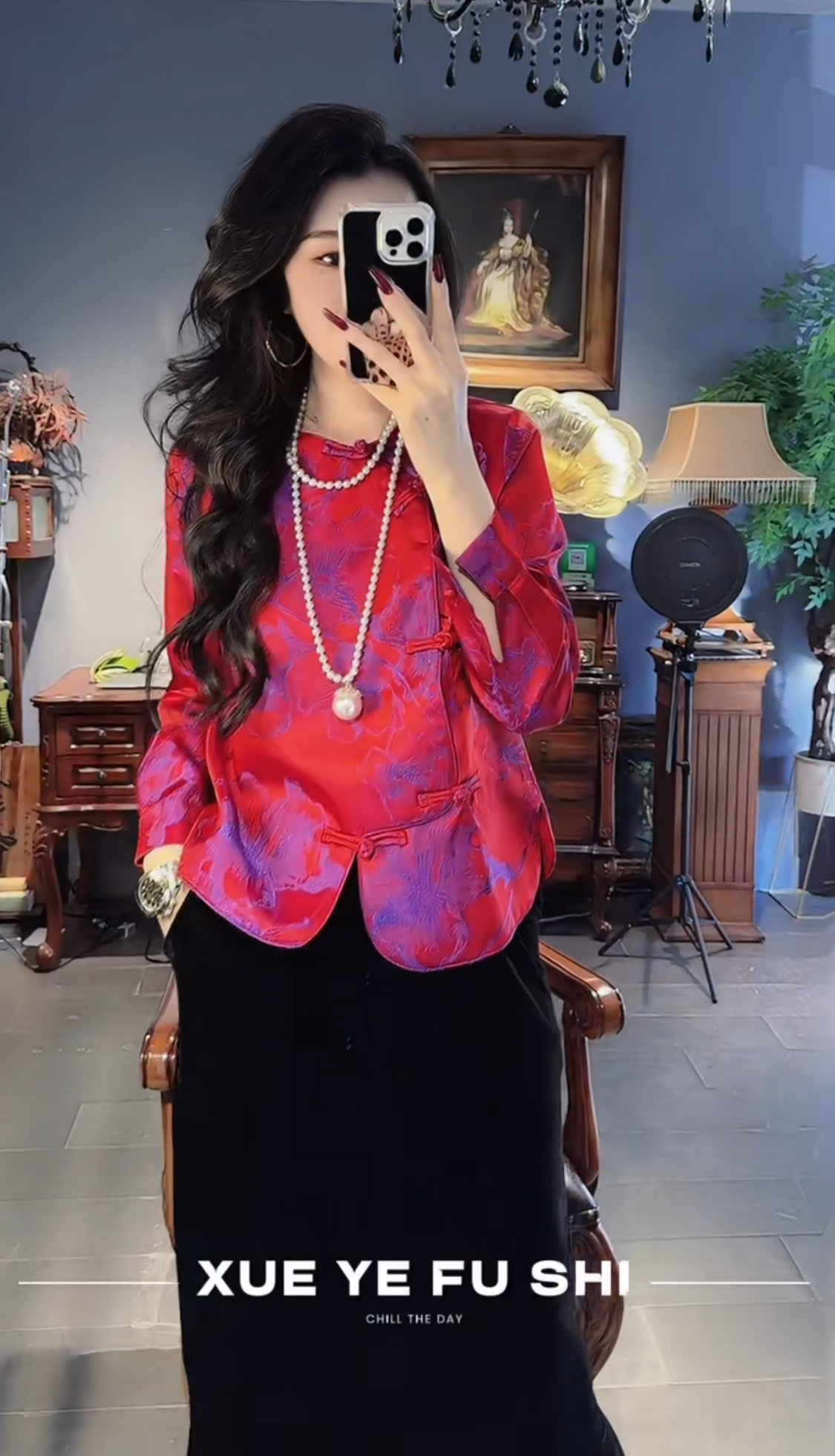 新中式国风盘扣贡缎提花宽松衬衣女2025秋冬复古禅意小衫上衣外穿