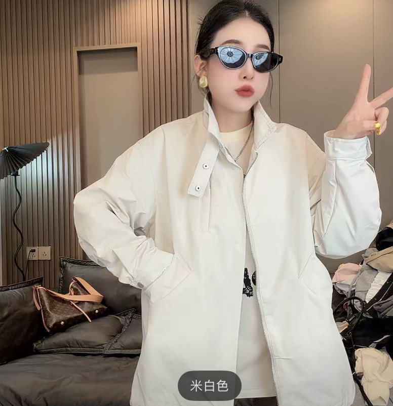 欧洲站2026春装新款韩系宽松皮扣立领拉链设计感净版冲锋衣外套女