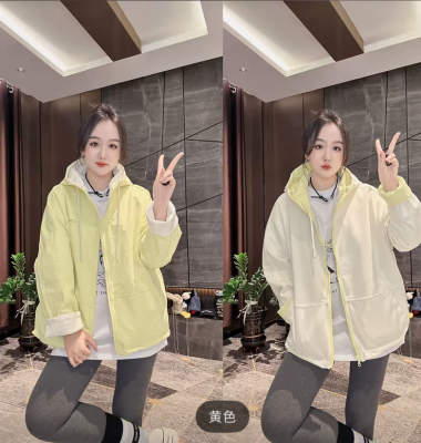 欧洲站2026春季新款韩版时尚休闲宽松连帽小众设计简约两面服外套