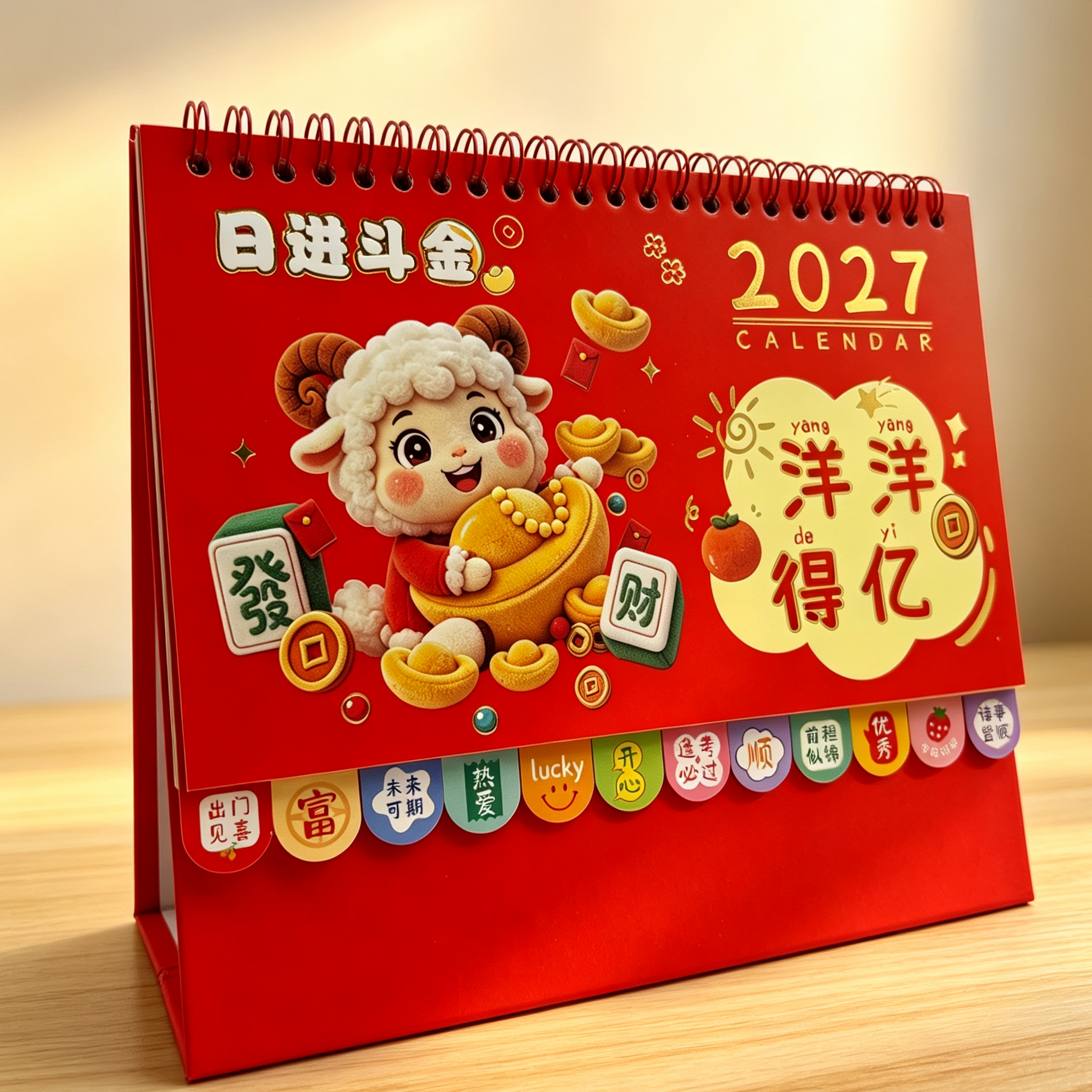 2027羊年台历烫金企业定制台历桌面摆件广告logo印制商务新年礼品