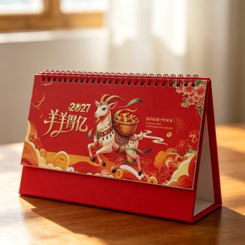 2027羊年中国风台历格子记事简约