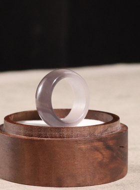 天然和田玉烟紫戒指13号渐变紫色宽版玉石指环简约百搭款手饰