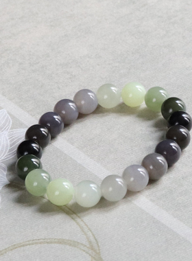 天然和田玉渐变圆珠手串附证书