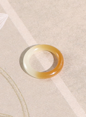 和田玉且末糖白14号戒指叠戴款