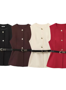 2025 new women's fashion sleeveless waistband vest top eBay