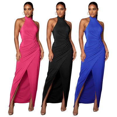 2023 Fashion draped neck dress women backless skirt party