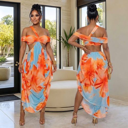 2026 new fashionable women's sexy beach skirt print dress