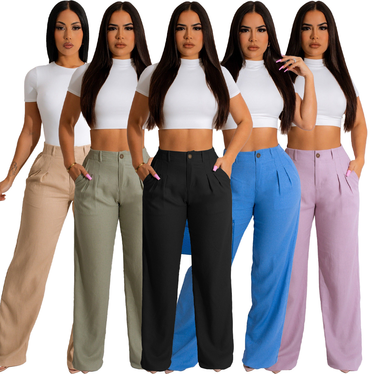 2023 casual street solid pants for women quality trousers