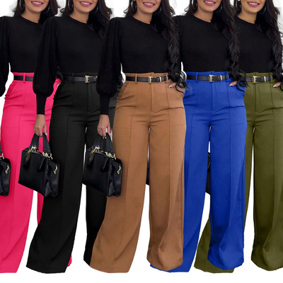 Women new suit pants straight leg trousers垂感西装裤直筒长裤