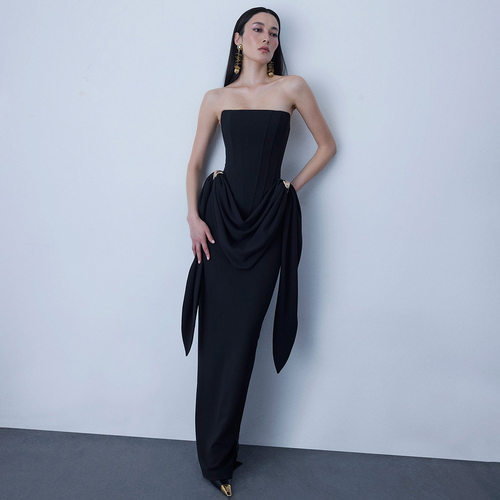 Sexy backless party dress 宴会晚礼服抹胸长裙性感露背连衣裙