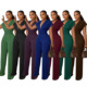 cut solid waist 2025 color low women closed new jumpsuit