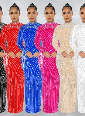 stage fashion sequin bling dress dinner party stage skirts