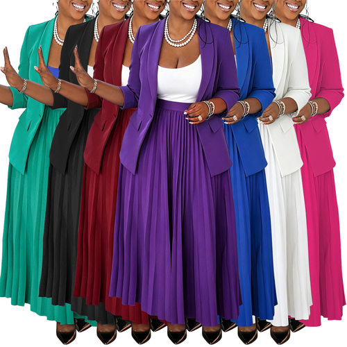 2026casual professional dress women's suit+pleated skirt set