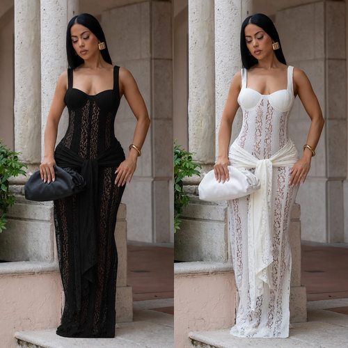 Fashion women's sexy see through lace hip dress party skirt