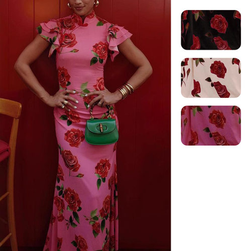 Women casual printed dress with Chinese style new cheongsam