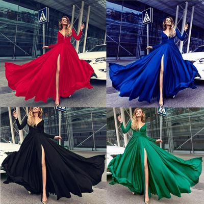 платья мода женские dress long sleeve连衣裙