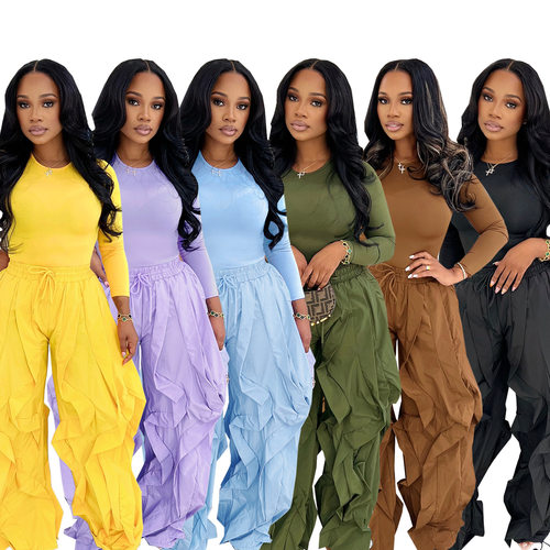 2026 Woman loose-fitting top wide-leg pants Two-piece set