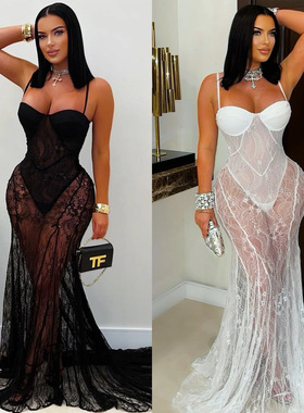 2026 Fashion women's sexy camisole lace dress backless skirt