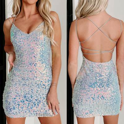 sequin hot bling dress for lady stage backless party skirt