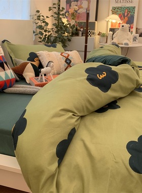 玛奇朵田园风绿色花卉轻奢ins床上四件套学生宿舍床单被套三件套4