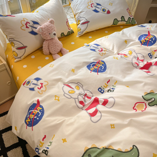 男孩儿童卡通奥特曼床品四件套可爱怪兽被套单双人床单宿舍三件套